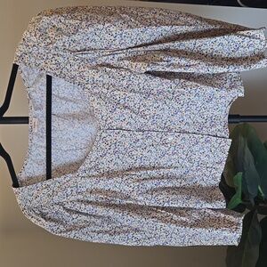 100% Cotton Floral Blouse with Puff Sleeves